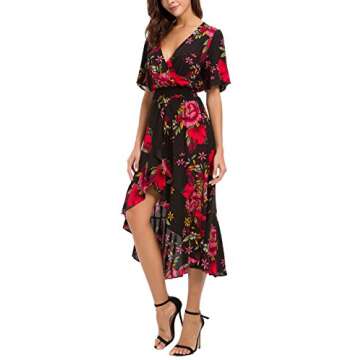 Floral High Low V-Neck Party Maxi Dress