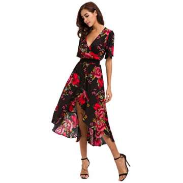 Floral High Low V-Neck Party Maxi Dress