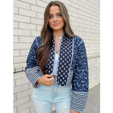 Shop the Arssm Women Floral Quilted Puffer Jacket Stylish Outerwear