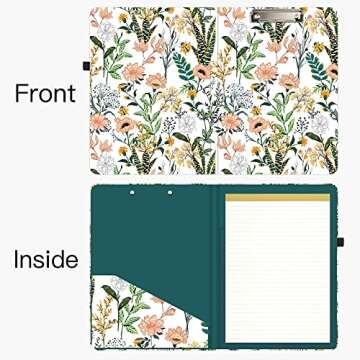 Hongri Clipboard Folio with Refillable Notepad & Storage, Cute Custom Pattern 12.8 x 9.2 in