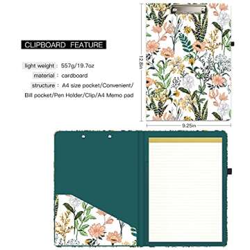 Stylish Hongri Clipboard Folio with Refillable Notepad
