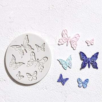 Butterfly Fondant Mold Silicone Premium Candy Sugar Silicone Molds for Wedding Cake Cupcake Baby Shower Birthday Decorations 6 Cavities