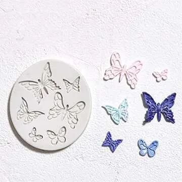 Butterfly Fondant Mold Silicone Premium Candy Sugar Silicone Molds for Wedding Cake Cupcake Baby Shower Birthday Decorations 6 Cavities