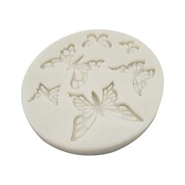 Butterfly Fondant Mold Silicone Premium Candy Sugar Silicone Molds for Wedding Cake Cupcake Baby Shower Birthday Decorations 6 Cavities