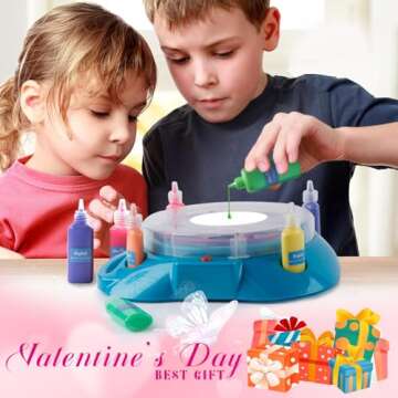 Spin Art Machine Variable Speed, Battery Operated Spinner - Paint Spinner with Splatter Guard, Washa...