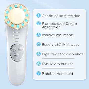 Galvanic Facial Machine Face Massager 7 in 1 Skin Care Tools High Frequency Facial Machine