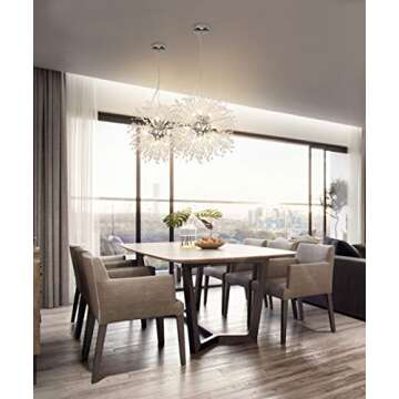 Dellemade Modern Sputnik Chandelier, DD00906N 12-Lights Fireworks Pendant Light,Silver Crystal Ceiling Light Fixture for Bedroom,Living Room,Dining Room
