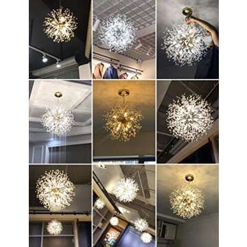 Dellemade Modern Sputnik Chandelier, DD00906N 12-Lights Fireworks Pendant Light,Silver Crystal Ceiling Light Fixture for Bedroom,Living Room,Dining Room