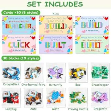 30 Pcs Valentines Day Gifts for Kids classroom-valentines insect blocks，kids valentines day cards ...
