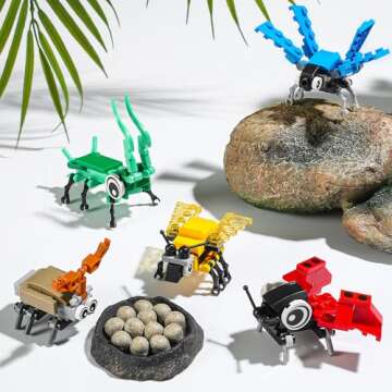 30 Pcs Valentines Day Gifts for Kids classroom-valentines insect blocks，kids valentines day cards with Animal Building Blocks for Boys Girls，Class Valentines Gifts Exchange, Party Favors,Valentines