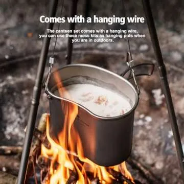 Boundless Voyage Titanium Canteen Mess Kit with Lid and Folding Handle Ultralight Portable Bowl Pot Cup Mug for Outdoor Camping Hiking Backpacking (Ti2046C (600ml+300ml))