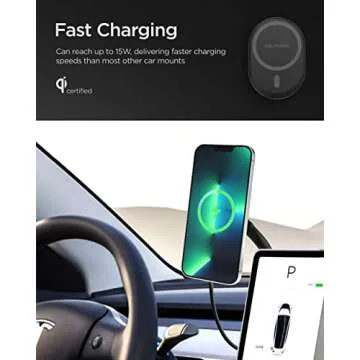 GALVANOX Phone Holder for Tesla Model 3 / Model Y - Magnetic Car Mount with Wireless Charging (Compatible with MagSafe)