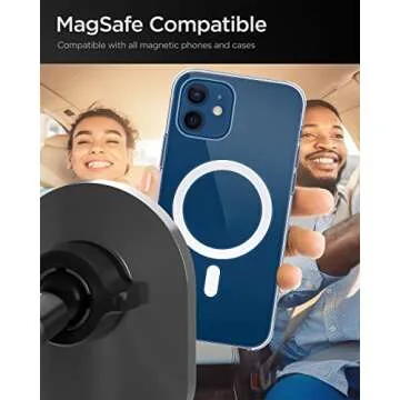 GALVANOX Phone Holder for Tesla Model 3 / Model Y - Magnetic Car Mount with Wireless Charging (Compatible with MagSafe)