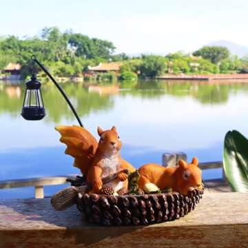 Tolatr Solar Lantern Squirrel Statue - Charming Garden Decor for Your Outdoor Spaces