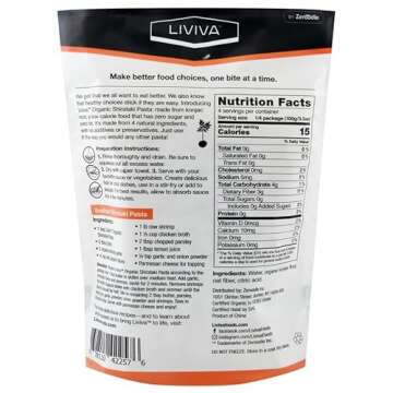 LIVIVA Organic Shirataki Penne with Oat Fiber, Low-Calorie Pasta made from Konjac Root, Non-GMO, Gluten Free and Keto Certified, 14.11 Ounce (Pack of 6)