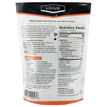 LIVIVA Organic Shirataki Penne with Oat Fiber, Low-Calorie Pasta made from Konjac Root, Non-GMO, Gluten Free and Keto Certified, 14.11 Ounce (Pack of 6)