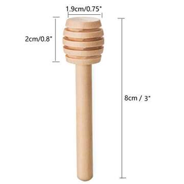 LASSUM 10 Pieces 3 Inch Wood Honey Dippers Sticks, Mini Honey Dipper Stick for Honey Jar Dispense Dr...
