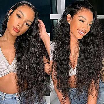 Candice Hair Synthetic Lace Front Wigs Black Long Loose Curly 13x4 Lace Front Wigs 24 Inch Synthetic Wigs Pre Plucked Natural Hairline with Baby Hair Heat Resistant Synthetic Lace Wigs for Black Women