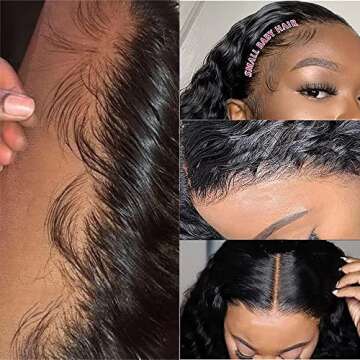 Candice Hair Synthetic Lace Front Wigs Black Long Loose Curly 13x4 Lace Front Wigs 24 Inch Synthetic Wigs Pre Plucked Natural Hairline with Baby Hair Heat Resistant Synthetic Lace Wigs for Black Women