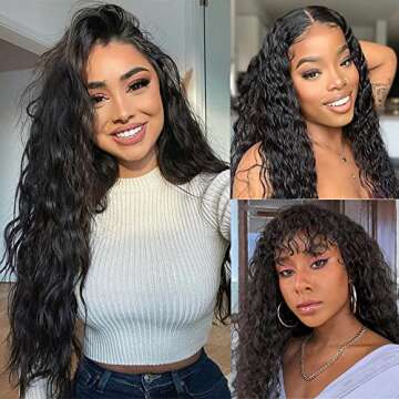 Candice Hair Synthetic Lace Front Wigs Black Long Loose Curly 13x4 Lace Front Wigs 24 Inch Synthetic Wigs Pre Plucked Natural Hairline with Baby Hair Heat Resistant Synthetic Lace Wigs for Black Women