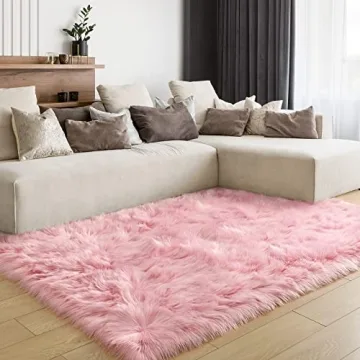 LOCHAS Soft Fluffy Faux Fur Rugs for Bedroom Bedside Rug 3x5 Feet, Washable, Furry Sheepskin Area Ru...