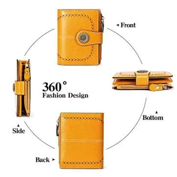 SENDEFN Small Womens Wallet Leather Bifold Card Holder RFID Blocking with Zipper Coin Pocket