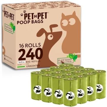Pet N Pet 240 Counts Compostable Dog Poop Bags - Thick, Leak-Proof & Eco-Friendly