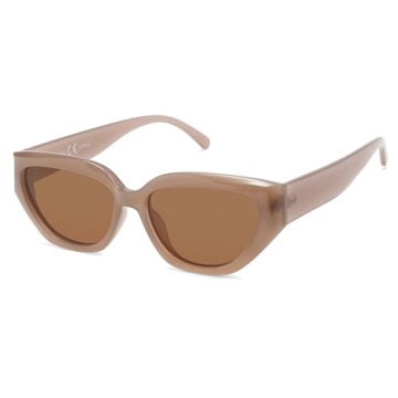 SOJOS Trendy Cute Cat Eye Polarized Sunglasses for Women Fashion Cateye Womens Sunnies SJ2237, Brown...