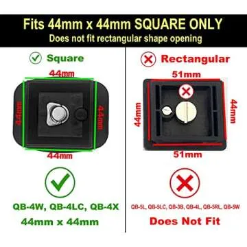 DaVoice 44mm Tripod Quick Release Plate Camera Mounting Adapter Parts Replacement for Certain Ambico, Velbon, Vista Explorer 60”, Sony, Sunpak, Ravelli Tripod Mount Attachment Baseplate QB-4W