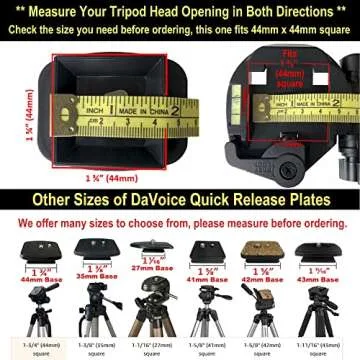 DaVoice 44mm Tripod Quick Release Plate Camera Mounting Adapter Parts Replacement for Certain Ambico, Velbon, Vista Explorer 60”, Sony, Sunpak, Ravelli Tripod Mount Attachment Baseplate QB-4W