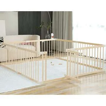 Baby Playpen Play Pen Play Fence Yards Wooden Large,Playpens for Babies and Toddlers Kids Indoor,Baby Play Yards Gym Area,Baby Day Care Play Pin(180x200x61 cm)