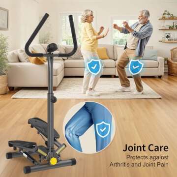 ZIWWVY Stepper Machine with Resistance Bands & Handlebar, Mini Stepper with 300LBS Weight Capacity, Twist Stepper for Full Body Workout, Adjust Step Height, Smooth & Quiet, Step Machine for Men Women