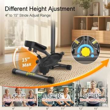 ZIWWVY Stepper Machine with Resistance Bands & Handlebar, Mini Stepper with 300LBS Weight Capacity, Twist Stepper for Full Body Workout, Adjust Step Height, Smooth & Quiet, Step Machine for Men Women