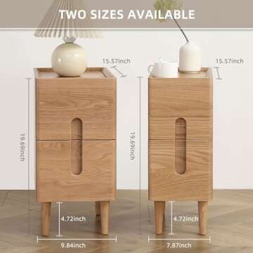 Fetuero Slim Solid Wood Nightstand for Space Saving