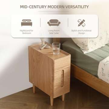 Fetuero Slim Solid Wood Nightstand for Space Saving