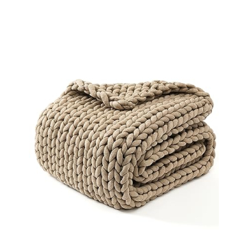 YnM Chunky Throw Blanket, Medium-Weight, Hand Knitted, Skin Friendly, Ventilated and Breathable, Mac...