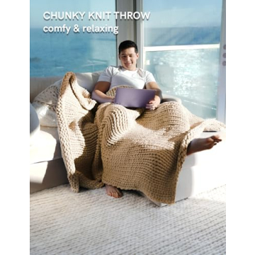 YnM Chunky Throw Blanket - Hand Knitted and Cozy for Home Comfort