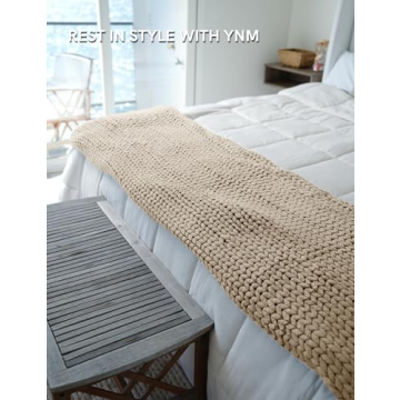 YnM Chunky Throw Blanket - Hand Knitted and Cozy for Home Comfort