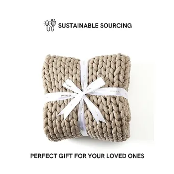 YnM Chunky Throw Blanket - Hand Knitted and Cozy for Home Comfort