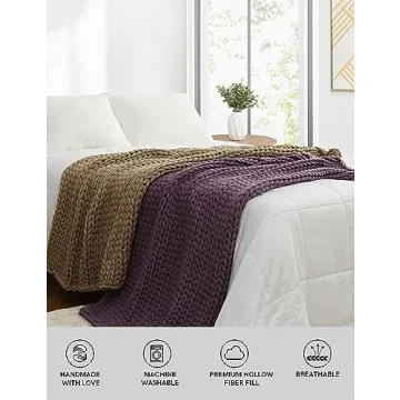 YnM Chunky Throw Blanket - Hand Knitted and Cozy for Home Comfort