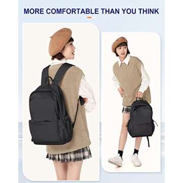UPPACK Black Backpack For Women Aesthetic Backpack For Men Lightweight Gym Backpack Casual Daypack Laptop Backpack College
