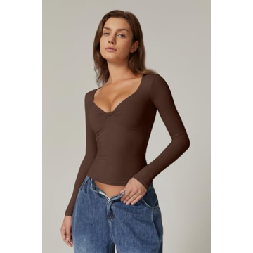 Stylish QINSEN Twist Front Long Sleeve Tee for Women