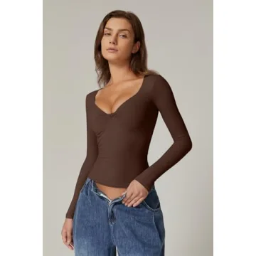 Stylish QINSEN Twist Front Long Sleeve Tee for Women