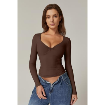 Stylish QINSEN Twist Front Long Sleeve Tee for Women