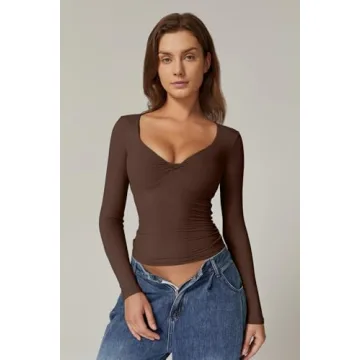 Stylish QINSEN Twist Front Long Sleeve Tee for Women