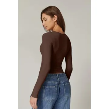 Stylish QINSEN Twist Front Long Sleeve Tee for Women