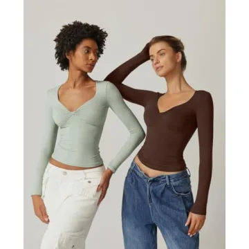 Stylish QINSEN Twist Front Long Sleeve Tee for Women