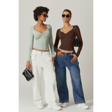 Stylish QINSEN Twist Front Long Sleeve Tee for Women