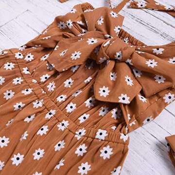 Newborn Baby Girls Sleeveless Romper Toddler Girl Floral Bow Halter One-Pieces Bodysuit Top (Yellow, 0-6 Months)