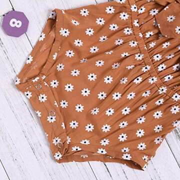 Newborn Baby Girls Sleeveless Romper Toddler Girl Floral Bow Halter One-Pieces Bodysuit Top (Yellow, 0-6 Months)